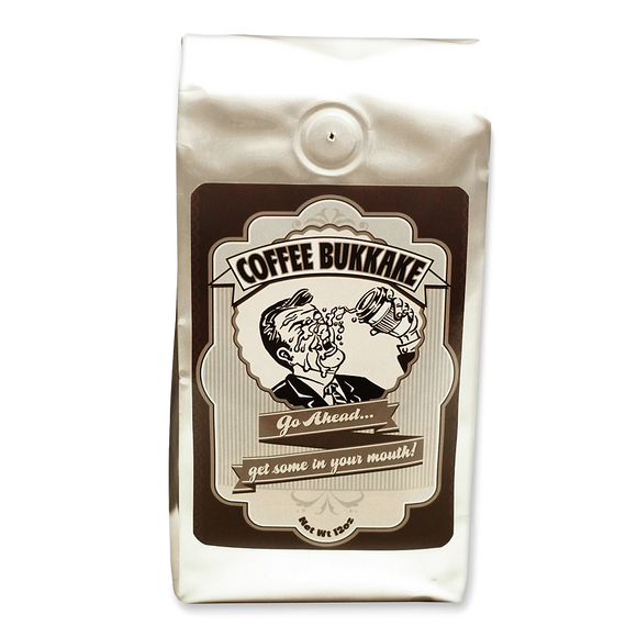 Coffee Bukkake - Mouth Worthy Blended Coffee Flavored with   Maple/Spice & Caribbean Rum - 12 Ounce